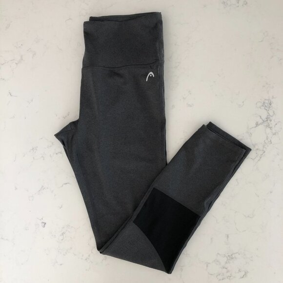 HEAD Athletic Activewear Hi Rise Leggings w Mesh Panels Gray + Black Size M - Picture 2 of 12